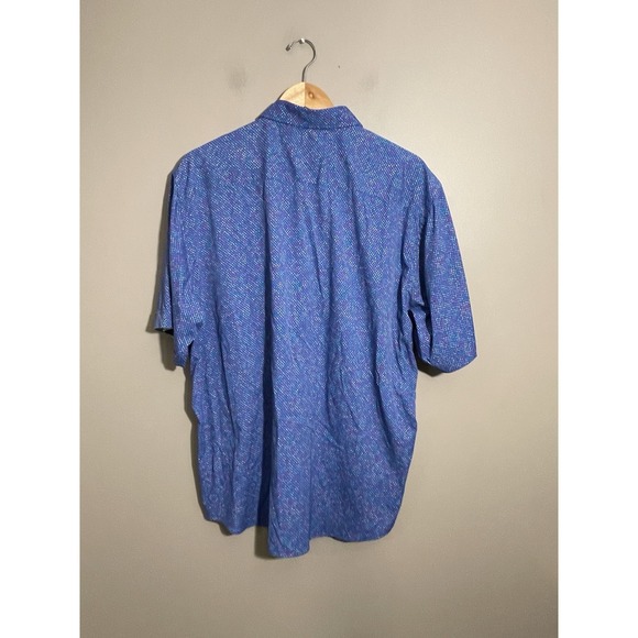 Bugatchi Trim Fit Multi Dot Shirt Men's XL Short Sleeve Blue Stretch - Picture 3 of 7